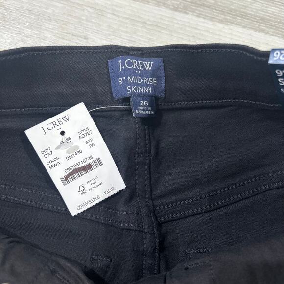 NWT J. Crew Factory 9" Mid-rise Black Skinny Jean in Signature Stretch Size 26 - Picture 3 of 9